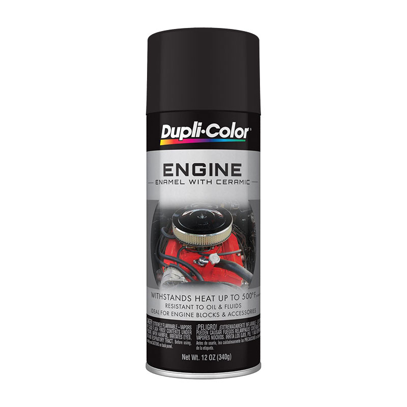 Dupli-Color DE1635 Semi-Gloss Black Engine Enamel Spray Paint with Ceramic - Case of 6