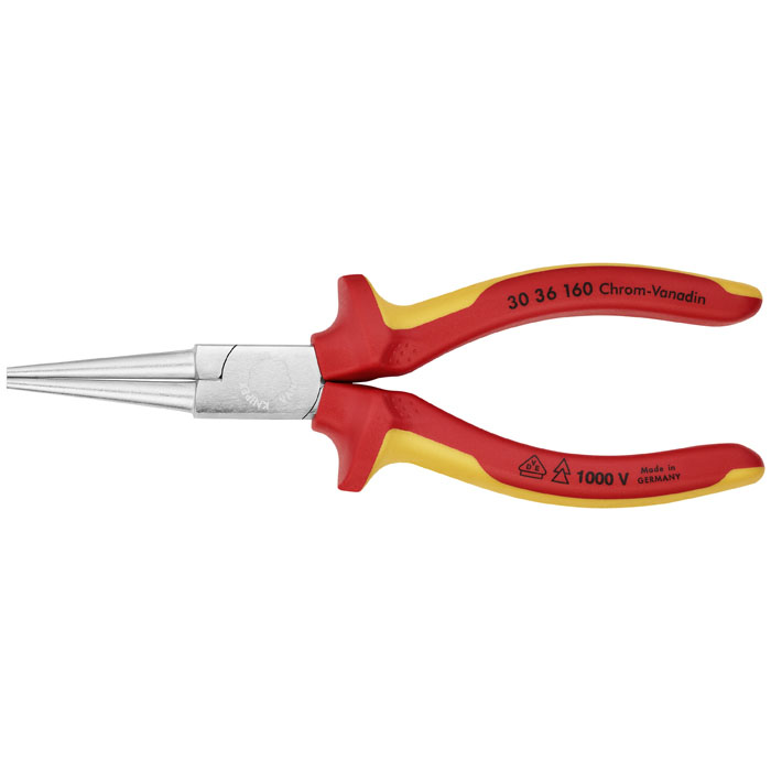 KNIPEX 30 36 160 - Long Nose Pliers-Round Tips-1000V Insulated
