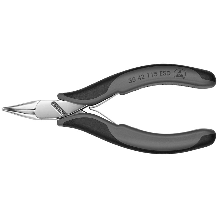KNIPEX 35 42 115 ESD - Electronics 45 Degree Angled Pliers-Half Round Tips, ESD Handles