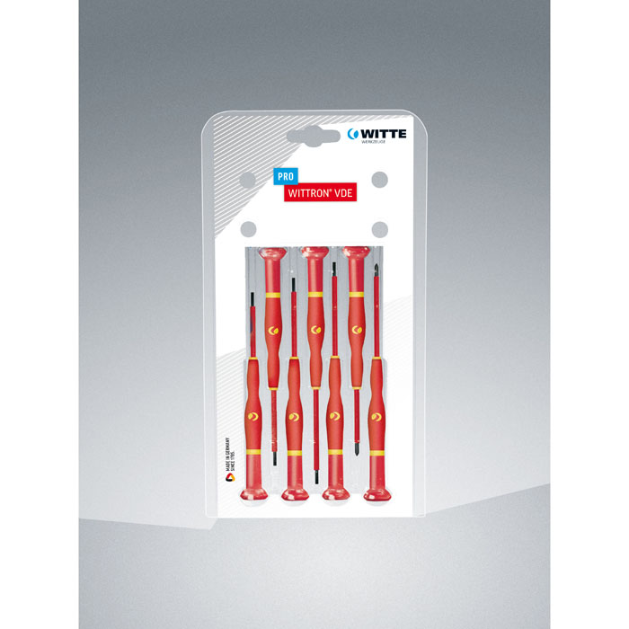 KNIPEX 9T 89377 - WITTRON 7 Pc Set-1000V Insulated: 4 Slotted, 2 Phillips in Clamshell
