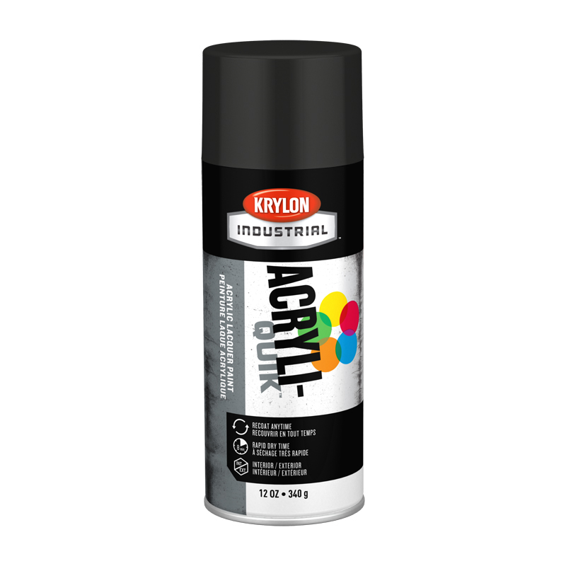 Krylon Industrial K01602 Ultra-Flat Black Acryli-Quik Acrylic Lacquer Spray Paint - Case of 6
