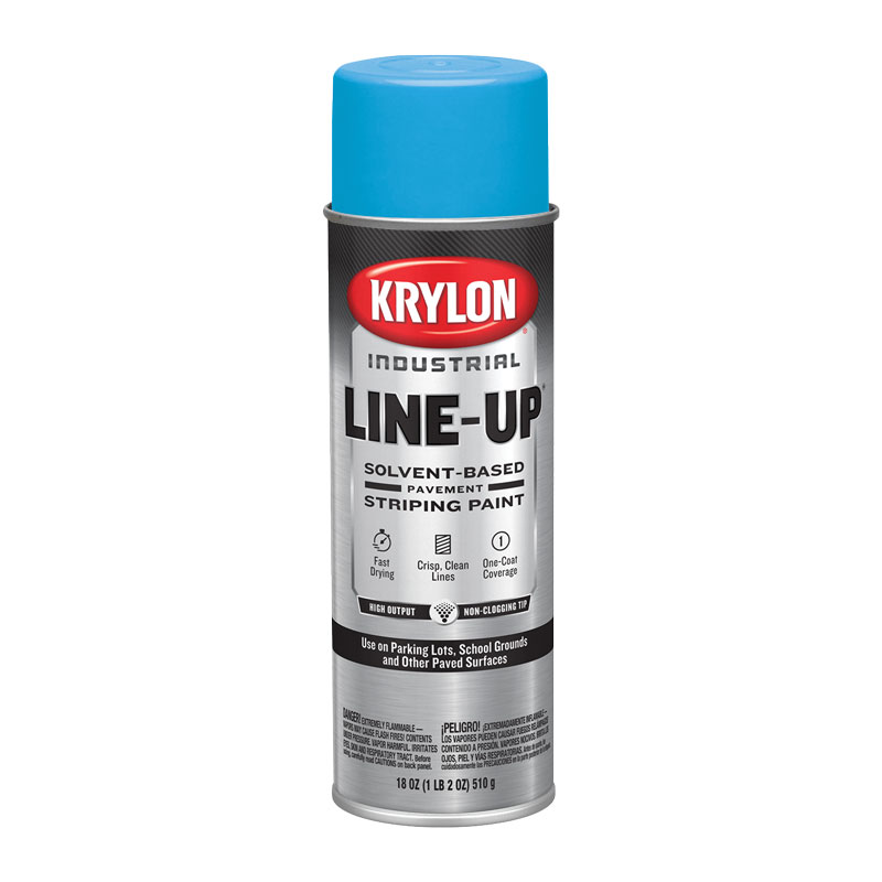 Krylon Industrial K008302 Accessibility Blue Line-Up Solvent-Based Pavement Striping Paint - Case of 6 Cans