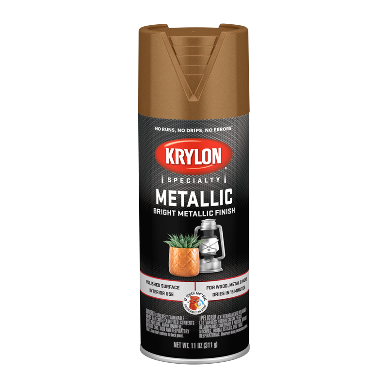 Krylon K01708 Brass Metallic Specialty Metallic Spray Paint - Case of 6