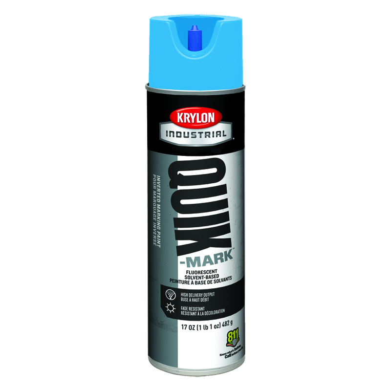 Krylon Industrial A03722 Fluorescent Blue Quik-Mark Solvent-Based Inverted Marking Paint  Case of 12