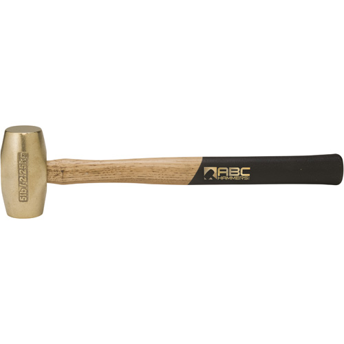 Groz 34700 Indestructible Brass Striking Hammer – 2.5 Lb, 12” Handle With Ergonomic Grip, Spark-Free Copper Head