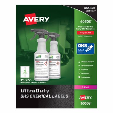 Avery&reg; 60503 UltraDuty&reg; GHS Chemical Labels 3-1/2-inch x 5-inch, 1 Case