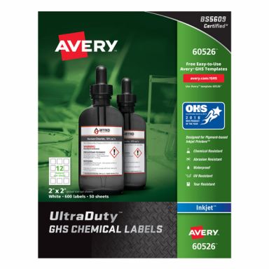 Avery&reg; 60526 UltraDuty&reg; GHS Chemical Labels 2-inch x 2-inch, 1 Case