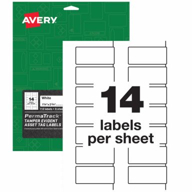 Avery&reg; 60536 PermaTrack&reg; Tamper-Evident Asset Tag Labels 1-1/4-inch x 2-3/4-inch, 1 Case