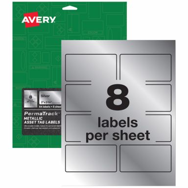 Avery&reg; 61520 PermaTrack&reg; Durable Metallic Asset Tag Labels 2-inch x 3-3/4-inch, 1 Case