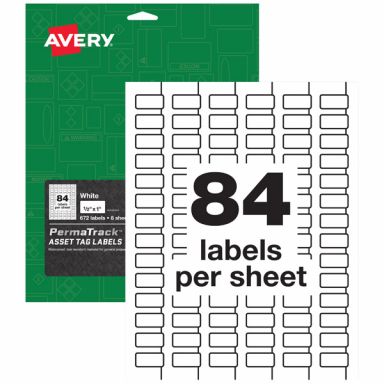 Avery&reg; 61527 PermaTrack&reg; Durable White Asset Tag Labels 1/2-inch x 1-inch, 1 Case