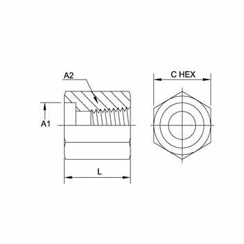 Hydraulic Fitting 0405-06-04 06Bore-04FP Straight