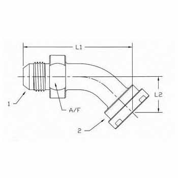 Hydraulic Fitting 1703-08-08 08MJ-08Flange 45 Degree Elbow Code 61