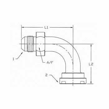 Hydraulic Fitting 1704-08-08 08MJ-08Flange 90 Degree Elbow Code 61