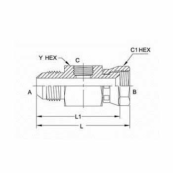 Hydraulic Fitting 6564-08-08-04 Testpoint 08MJ-08FJS Straight with 04FORB in hex