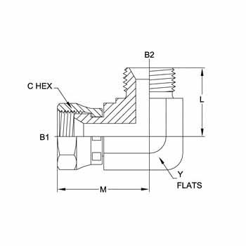 Hydraulic Fitting 7222-04-04 04FJS-04MBSPP 90 Degree Elbow - Brazed