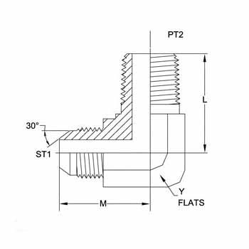 Hydraulic Fitting 8280-06-06-FG 06MJIS-06MBSPT 90 Degree Elbow