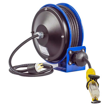 COXREELS PC10-3016-D - Compact efficient heavy duty power cord reel with a fluorescent tube light wi