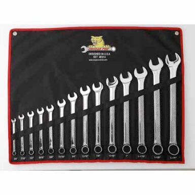 Combination Wrench Full Polish Cougar Pro™ -14 Piece Set 3/8" -1-1/4"