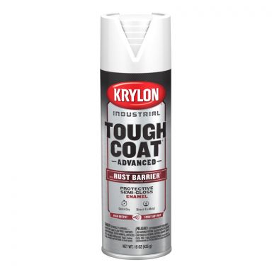 Krylon 9190 Semi-Gloss White Industrial Tough Coat Rust Barrier Spray Paint - Case of 6