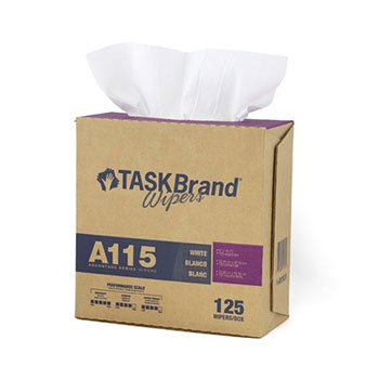 Adenna N-A115IDW - Non-Woven Wipers Taskbrand Heavy Duty Creped White 9 x 16.75  Interfold in Dispen