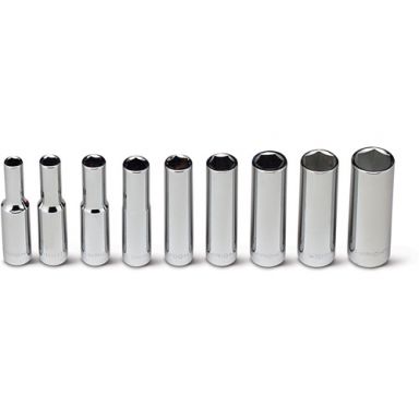 Wright Tool 208 1/4 Drive 9 Piece 6 Point Deep Socket Set, 1/4-Inch-1/2-Inch