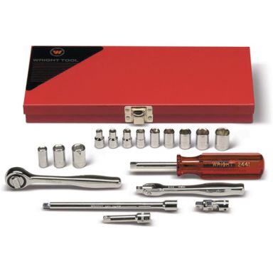 Wright Tool 218 1/4 Drive 18 Piece 6 Point Standard and 8 Point Standard Socket Set
