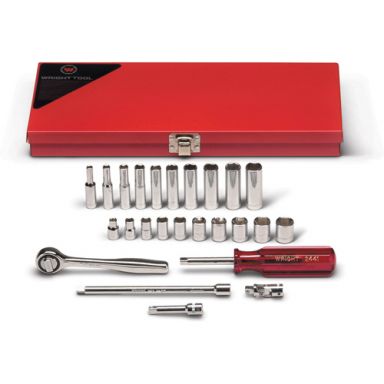 Wright Tool 224 1/4 Drive 25 Piece 6 Point Standard & Deep Metric Socket Set