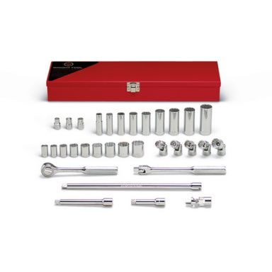 Wright Tool 346 3/8 Drive 32 Piece 12 Point Standard & Deep Flex Socket Set