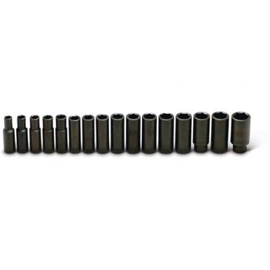 Wright Tool 467 1/2-Inch Drive 16 Piece 6 Point Deep Impact Metric Socket Set 10mm - 27mm