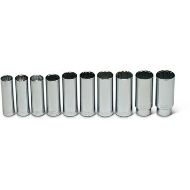 Wright Tool 473 1/2-Inch Drive 10 Piece 12 Point Deep Metric Socket Set, 16mm - 26mm