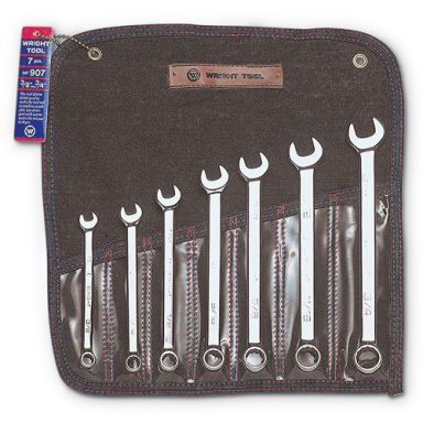 Wright 907 - 7 Piece Full Polish Combination Wrench Set 3/8 - 3/4, Made in the USA