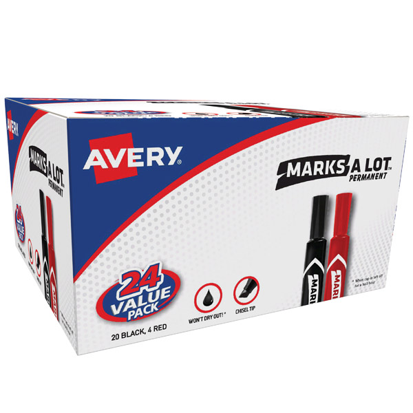 Avery® 98187 Marks A Lot® Regular Desk Style Permanent Markers Assorted Colors, 1 Case