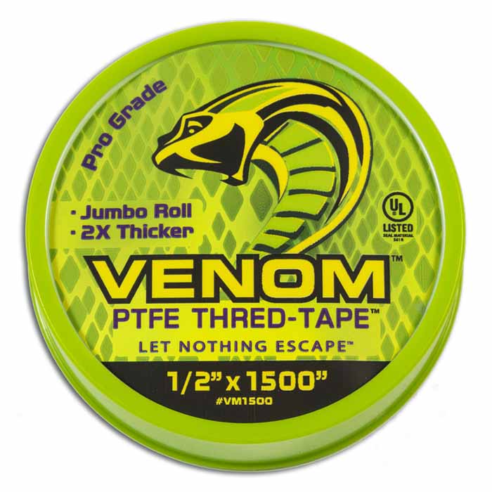 VM1500-MC Venom PTFE Thred-Tape, Universal PTFE Thread Tape, 1/2" x 1500",Master Case