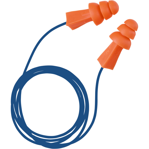 Gateway Safety 943180 Tri-Grip MD Orange/Dark Blue 27 NRR Corded Earplugs, TASCO 9012