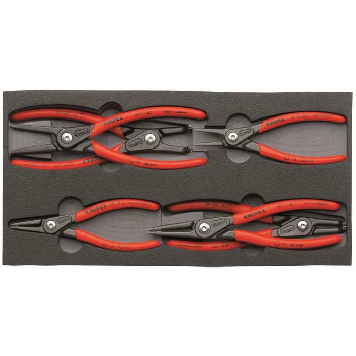 KNIPEX 00 20 01 V02 - 6 Pc Snap Ring Pliers Set in Foam Tray