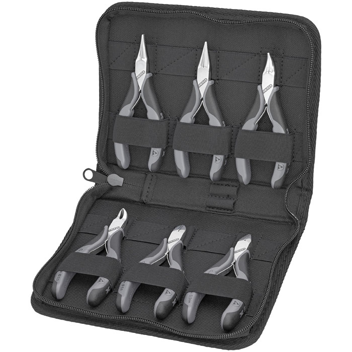 KNIPEX 00 20 17 - 6 Pc Electronics ESD Pliers Set in Zipper Pouch
