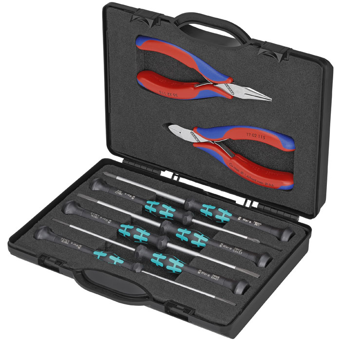 KNIPEX 00 20 18 - 8 Pc Electronics Tool Set in Case with Foam