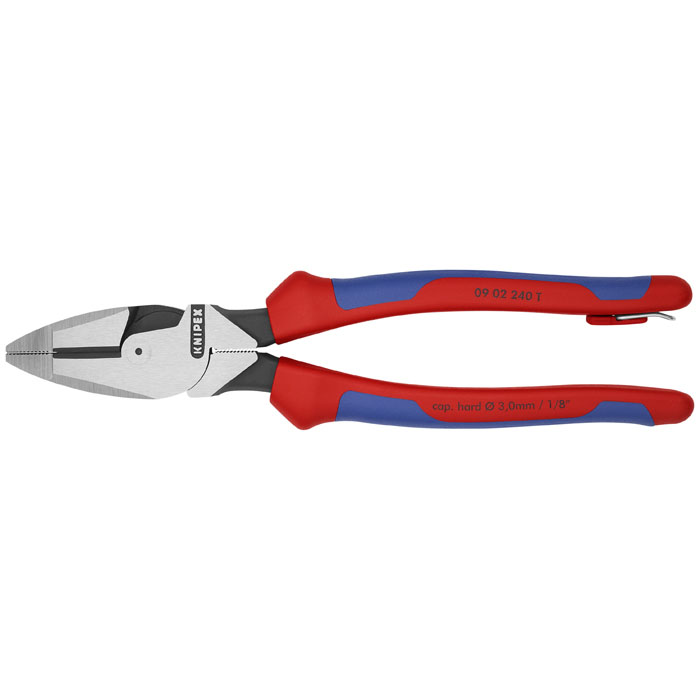 KNIPEX 09 02 240 T BKA - High Leverage Lineman's Pliers New England Head-Tethered Attachment