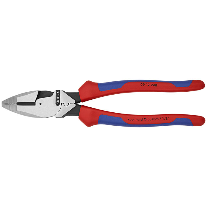 KNIPEX 09 12 240 - High Leverage Lineman's Pliers New England with Fish Tape Puller & Crimper