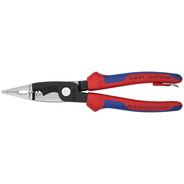 KNIPEX 13 82 8 T BKA - 6-in-1 Electrical Installation Pliers 12 and 14 AWG-Tethered Attachment