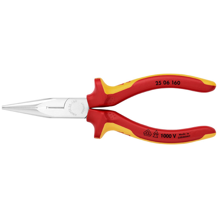KNIPEX 25 06 160 - Long Nose Pliers with Cutter-1000V Insulated