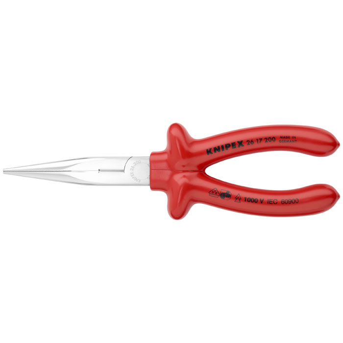 KNIPEX 26 17 200 - Long Nose Pliers with Cutter-1000V Insulated