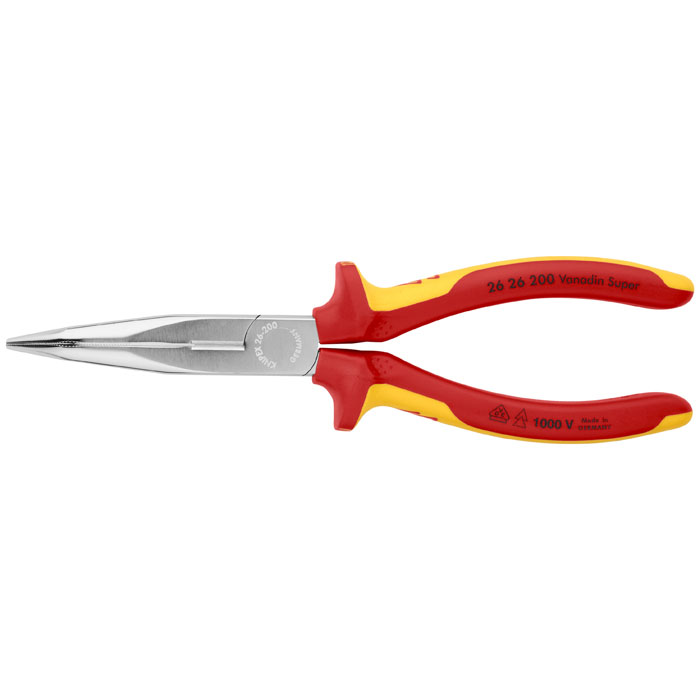 KNIPEX 26 26 200 - Long Nose 40 Degree Angled Pliers with Cutter-1000V Insulated