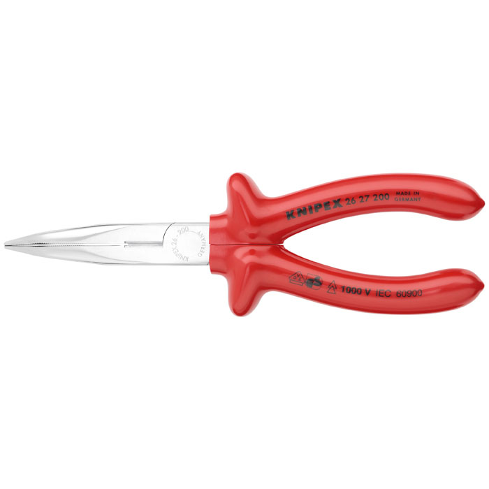 KNIPEX 26 27 200 - Long Nose 40 Degree Angled Pliers with Cutter-1000V Insulated