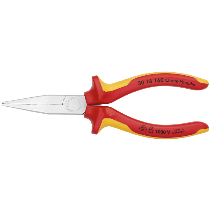 KNIPEX 30 16 160 - Long Nose Pliers-Flat Tips-1000V Insulated