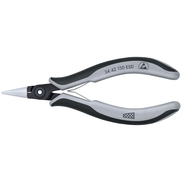 KNIPEX 34 42 130 ESD - Electronics Pliers-Flat Wide Tips, ESD Handles
