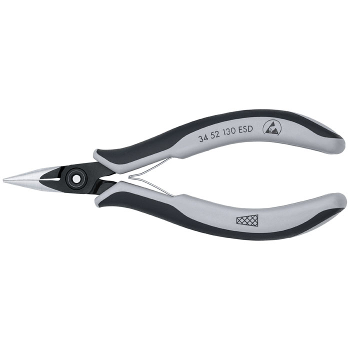 KNIPEX 34 52 130 ESD - Electronics Pliers-Half Round Tips, Cross-Hatched, ESD Handles