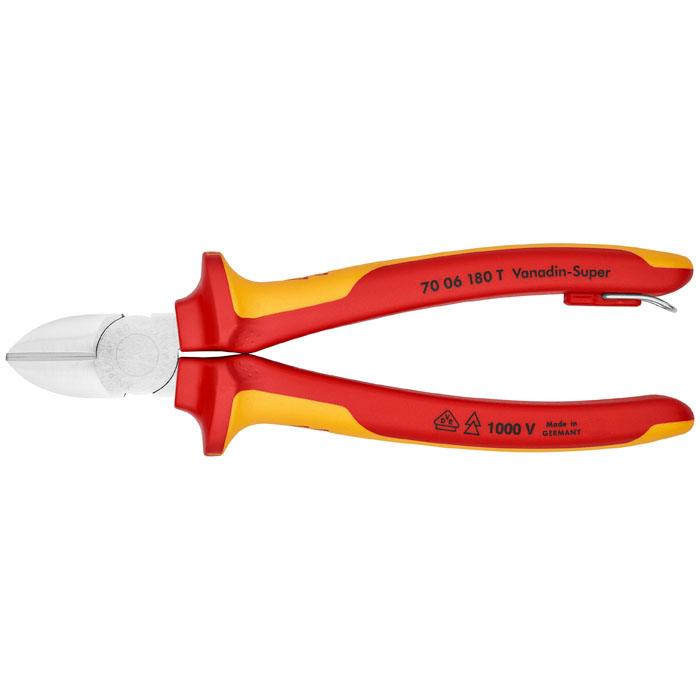 KNIPEX 70 06 180 T - Diagonal Cutters-1000V Insulated-Tethered Attachment