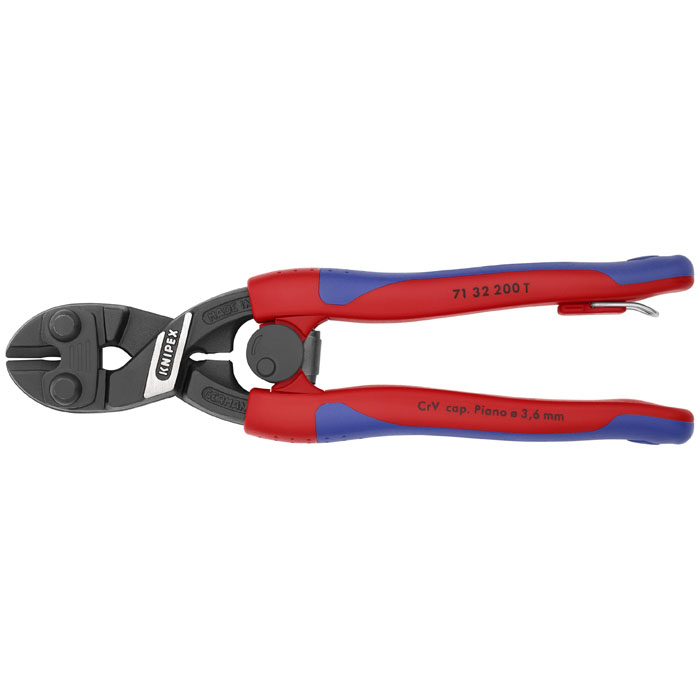 KNIPEX 71 32 200 T BKA - CoBolt High Leverage Compact Bolt Cutter-Notched Blade-Tethered Attachment