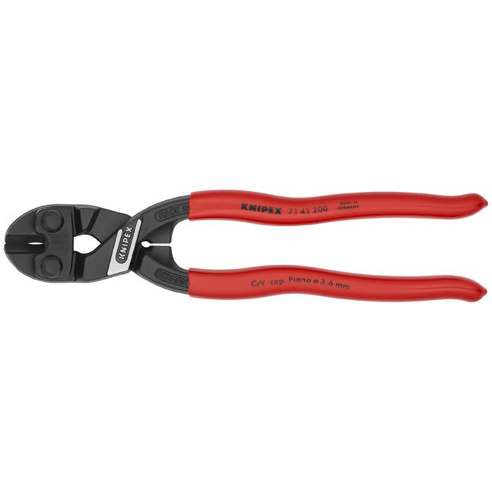 KNIPEX 71 41 200 - CoBolt High Leverage 20 Degree Angled Compact Bolt Cutters-Notched Blade